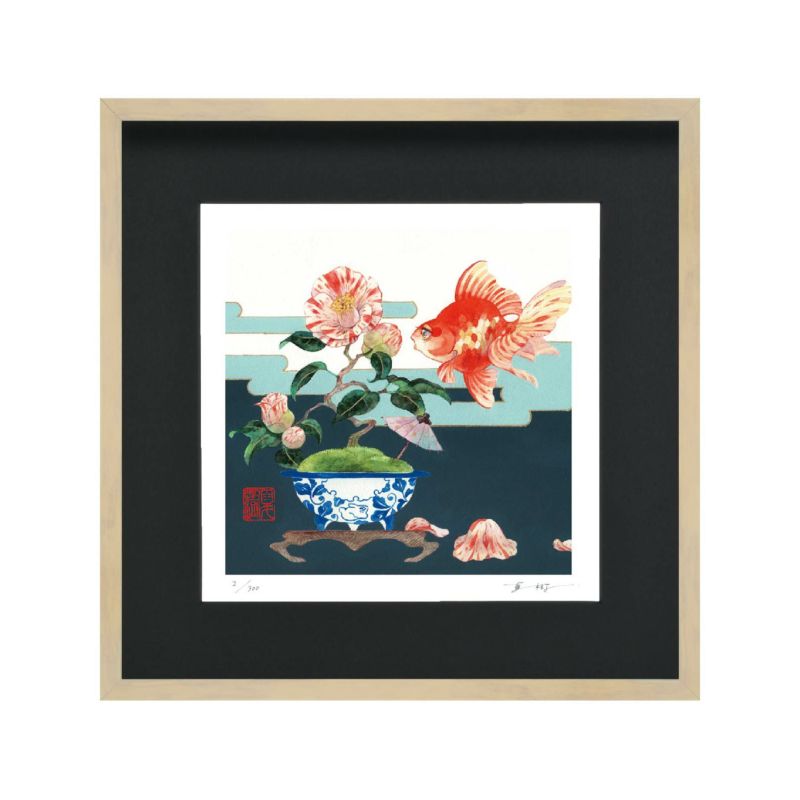 岩本夏樹「椿に琉金」316×316mm｜油絵・写真・賞状など額縁の