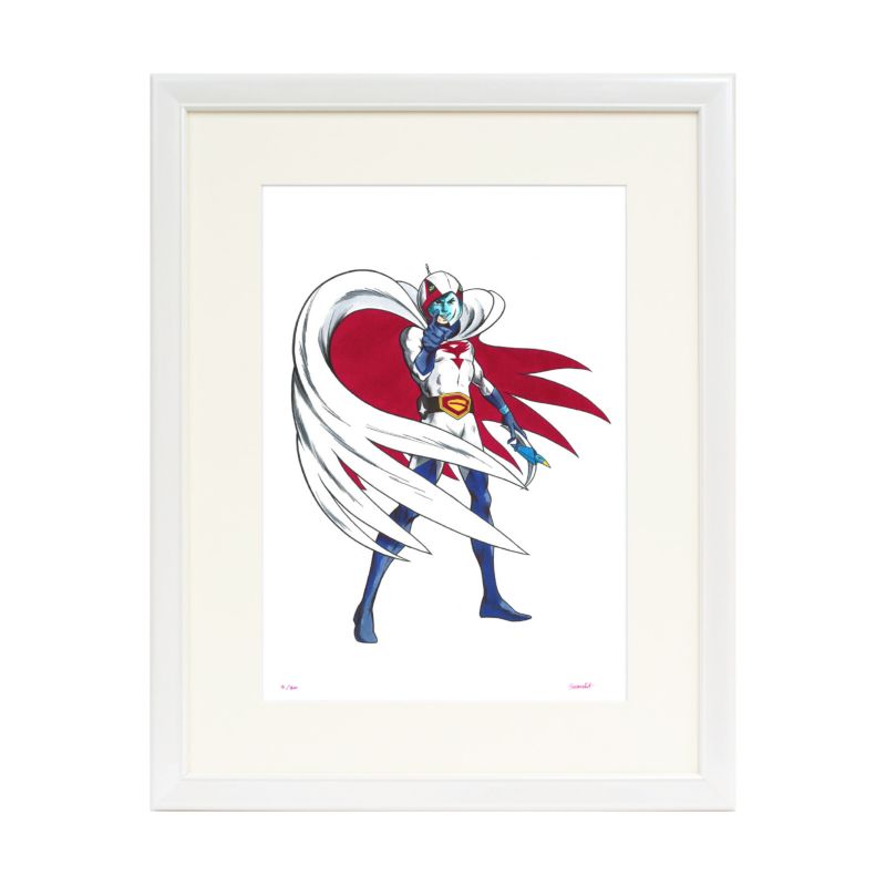 【真作】吉田すずか「白鳥のジュン」ジクレー 直筆サイン 版画 ガッチャマン 美人 額装版画 「ガッチャマン3号 白鳥のジュン 美ポーズ」 吉田